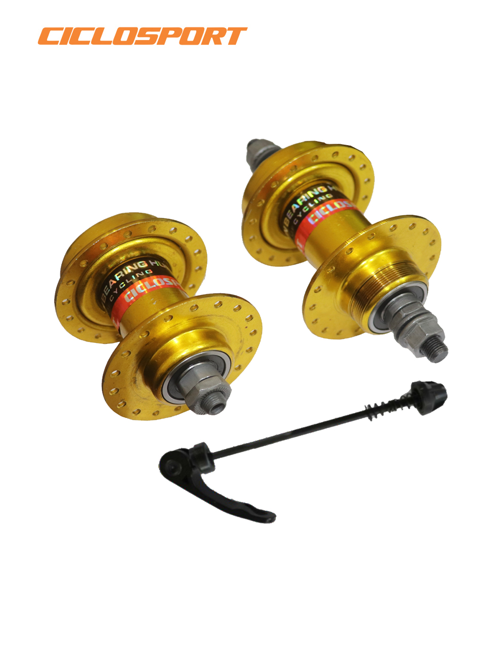ciclosport front and rear steel hubs gold bicycle